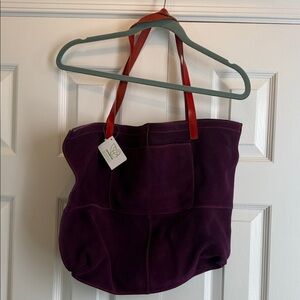 Elegant Purple Tote with Red Accents